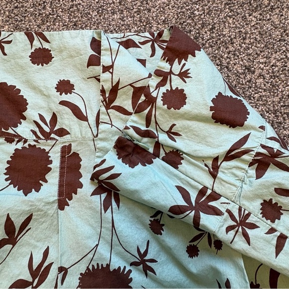 Y2K Teal and Brown Floral Skirt with Embroidered Eyelets size 6 Merona - Picture 7 of 8